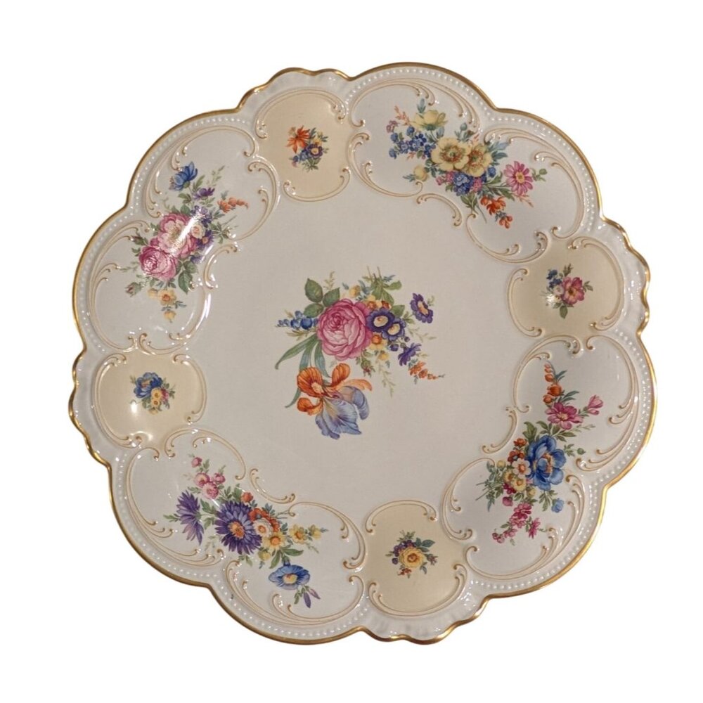Bavaria Tirschenreuth Germany Floral Scalloped Porcelain Plates Pair set of 2